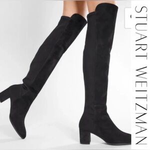 STUART WEITZMAN Black Suede 5050 Over The Knee Boot, Mid Heel Pointed Toe size10